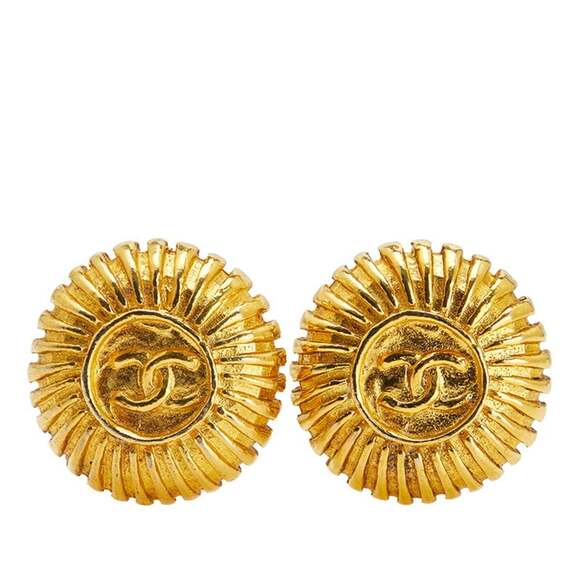 CHANEL Jewelry - CHANEL Authentic Vintage Gold Logo Earrings